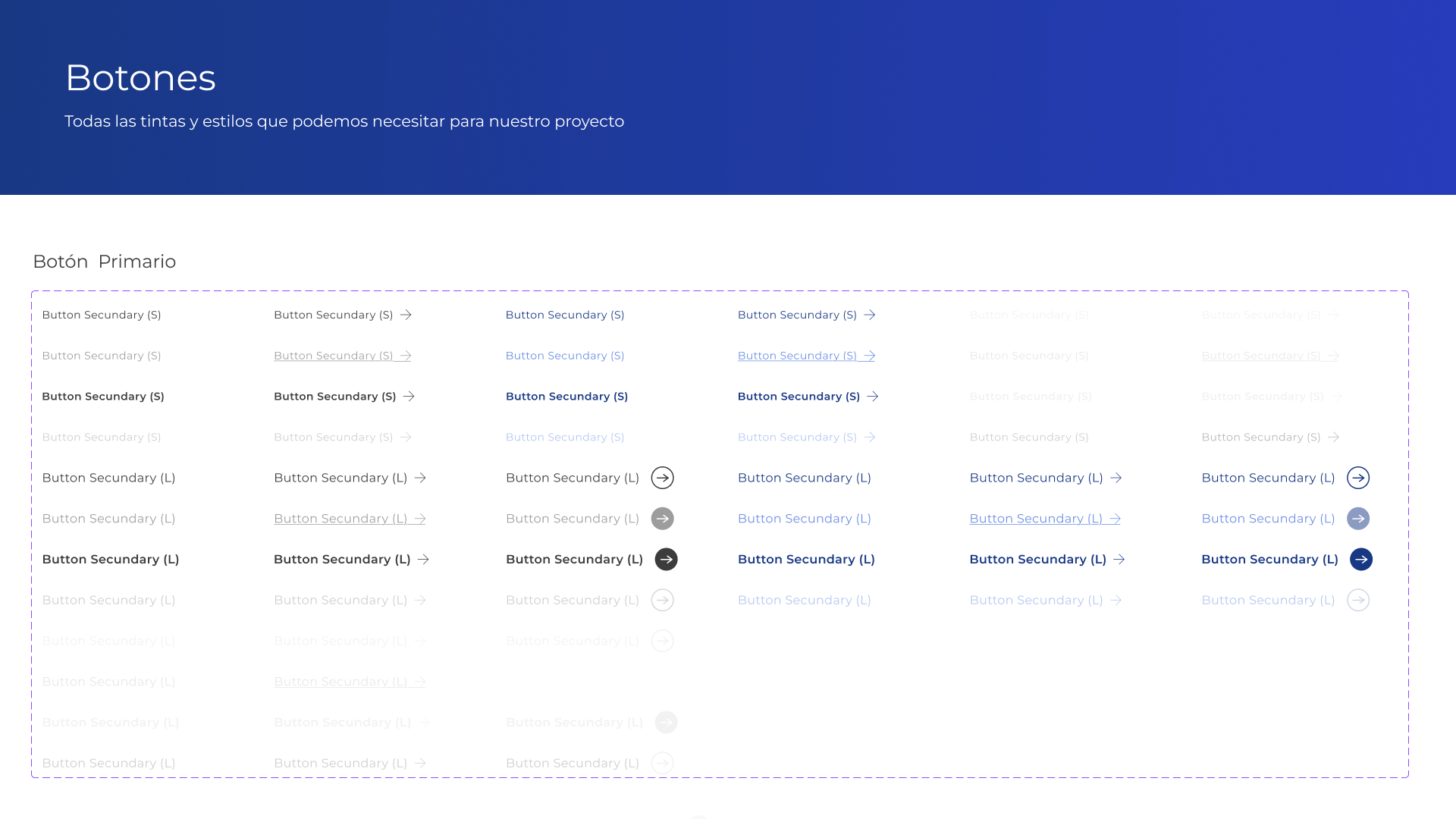 Componentes de botones del Design System